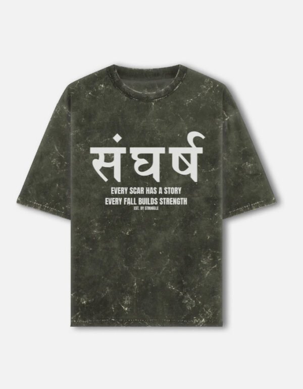 Sangharsh Acid Wash Oversized T-Shirt – 240 GSM Premium Cotton Streetwear Tee | OMG Originals