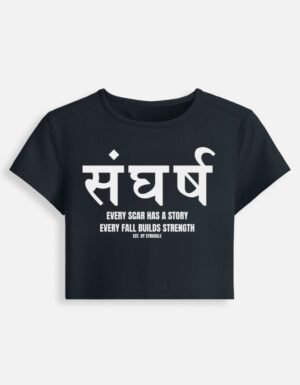 Sangharsh Baby Tee – 240 GSM Premium Cotton Stretch Crop T-Shirt | OMG Originals