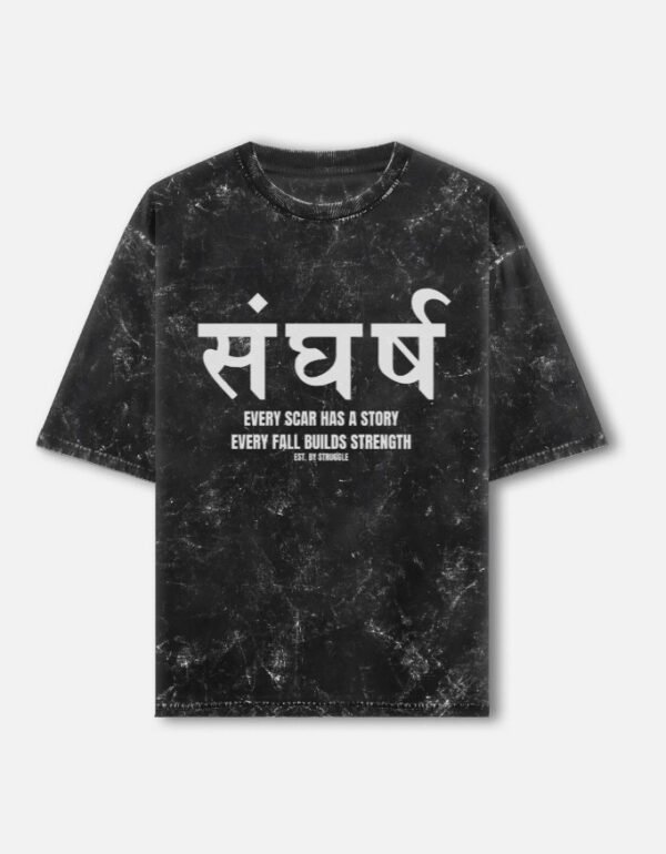 Sangharsh Acid Wash Oversized T-Shirt – 240 GSM Premium Cotton Streetwear Tee | OMG Originals