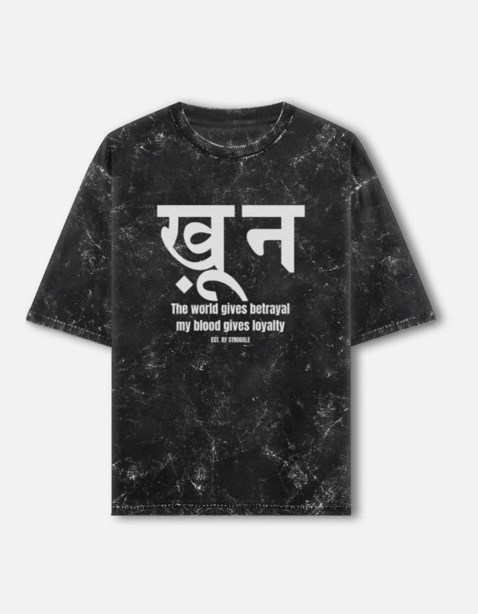 Khoon Acid Washed Oversized T-Shirt – 240 GSM Heavyweight Cotton Streetwear