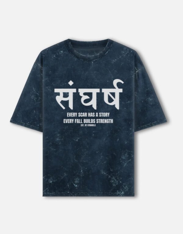 Sangharsh Acid Wash Oversized T-Shirt – 240 GSM Premium Cotton Streetwear Tee | OMG Originals