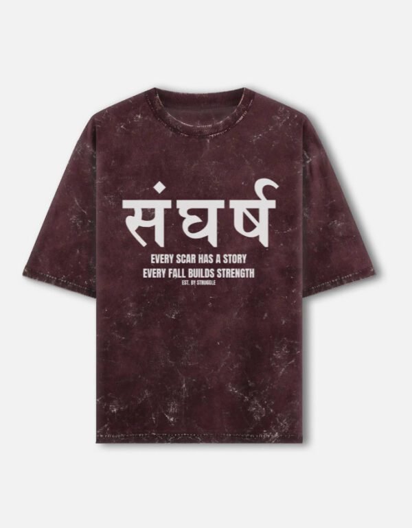 Sangharsh Acid Wash Oversized T-Shirt – 240 GSM Premium Cotton Streetwear Tee | OMG Originals